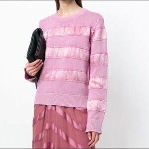 SIES MARJAN Zaylee Satin Stripe Sweater Size XS Crew Neck Pullover Cotton Cupro